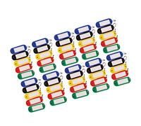 FTVOGUE Étiquettes de Porte-Clés Assorties, 50 Pièces, Kit d'étiquettes en Plastique Robuste, Conception Simple, 1.6x1,2 Pouces, Idéal pour Organiser les Clés