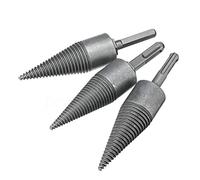 FTVOGUE Foret à Fendre le Bois de Chauffage, Cône de Séparation du Bois de Chauffage en Acier au Carbone pour Perceuse à Percussion électrique, Options de Tige Hexagonale Carrée et Ronde, Idéal pour