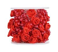 FTVOGUE Guirlande de Perles en Fil de Perles Roses Exquises, pour Décoration de Cheveux de Mariée, D'imitation ABS Rouges de 32,8 Pieds (rouge)