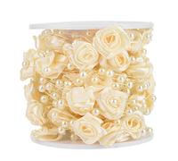 FTVOGUE Guirlande de Perles en Fil de Perles Roses Exquises, pour Décoration de Cheveux de Mariée, D'imitation ABS Rouges de 32,8 Pieds (Beige)