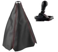 FTVOGUE Housse de levier de vitesse universelle en cuir PU noir brillant pour voiture