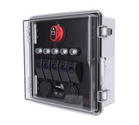 FTVOGUE Interrupteur à Bascule, Panneau de Commutation étanche à 5 Gangs avec Voltmètre Chargeur USB Allume-cigare pour Camion RV ATV Marine Camping en Plein Air