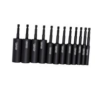 FTVOGUE Jeu de 12 Tournevis à écrou à Percussion, Embout à Douille Hexagonale de 7 à 19 Mm, Tige Hexagonale de 1/4 Pouce, Longueur étendue de 110 Mm avec Conception à Douille Profonde