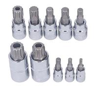 FTVOGUE Jeu de Douilles à Cannelures Triples Carrées, 10 Pièces, Entraînements en Acier CR V M4 à M18 avec Boîte de Rangement pour la Réparation Automobile et de Machines