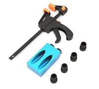 FTVOGUE Kit de Perçage de Poche, Gabarit de Travail du Bois à Angle de 15 Degrés avec Forets de 6 Mm, 8 Mm et 10 pour la Fabrication Professionnelle de Meubles et l'assemblage du Bois