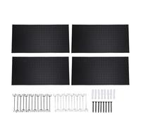 FTVOGUE Kit D'organisateur Mural en Métal pour les Plates-cartes pour Entrepôt de Stockage Outils de Garage, Noir Mat 4pcs avec Crochets
