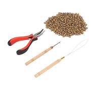 FTVOGUE Kit d'outils d'extension de Cheveux, Ensemble de Coiffure Professionnel avec 200 Anneaux en Silicone de 5 Mm, Pinces en Aluminium et Crochets pour un Usage Domestique en Salon (7# 1000