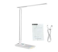 FTVOGUE Lampe de Bureau LED pour étude, Lampe de Lecture Pliable en ABS avec Commande Tactile, 5 Températures de Couleur de 86 à 140 Fahrenheit, Gradation Continue, Chargement USB, Minuterie pour le