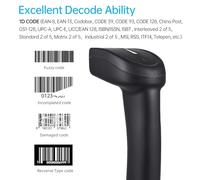 FTVOGUE Lecteur de Codes à Barres 2D et 1D avec Numérisation à Grande Vitesse USB CCD CCD Bar Code Scanner pour Les Commerces Commerciaux (1d Wireless & Wired & BT)