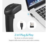 FTVOGUE Lecteur de Codes à Barres 2D et 1D avec Numérisation à Grande Vitesse USB CCD CCD Bar Code Scanner pour Les Commerces Commerciaux (2D sans Fil et câblé)