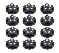 FTVOGUE Lot de 12 Roulettes à Billes en Acier Robustes pour Meubles, Roulettes à Billes en Acier Inoxydable ABS avec Patins de Frein pour Appareils électroménagers (BLACK)