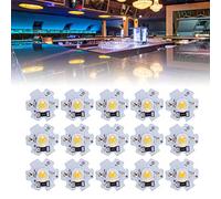 FTVOGUE Lot de 25 Puces LED 5 V 200 Lm 3 W Haute Puissance avec Base en Aluminium, Faible Dégradation de la Lumière pour Lampes de Poche, Lampes de Modélisation DIY, (Blanc chaud 3 000