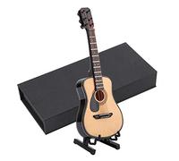 FTVOGUE Modèle de Guitare en Bois, Mini Instrument de Musique, Ornement, Guitare Folk à Points Noirs, (16cm)
