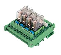 FTVOGUE Module de Relais à 4 Canaux avec Indicateur LED, Carte de Commande de Puissance à Montage sur Rail DIN pour Applications PLC
