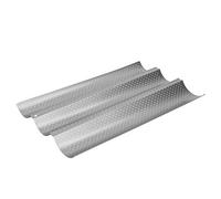 FTVOGUE Moule à Baguette en Acier au Carbone, Moule à Pain Français, 15 X 6,3 Pouces, Plaque de Cuisson à Pain Perforée Antiadhésive à 4 Rainures pour les Boulangers à Domicile et la Cuisson (Trois
