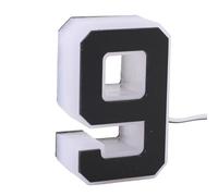 FTVOGUE Numéro de Maison LED 9 Numéro D'adresse Lumineux rétro-éclairé en Acrylique Moderne avec Design Noir et Blanc étanche IP44 pour Entrée de Porche Mural Extérieur