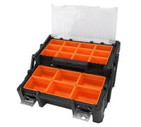 FTVOGUE Organisateur de Petites Pièces Boîte de Rangement Double Couche à 18 Compartiments Boîte à Outils électronique Organisateur D'outils avec Séparateurs Amovibles pour Vis, écrous,