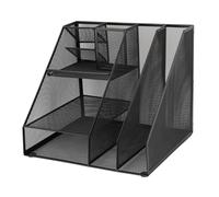 FTVOGUE Organiseur de Bureau en Maille Métallique, Organisateur de Fournitures de Bureau en Fer Noir avec Porte-stylo pour Fichiers de Documents et Usage Scolaire à Domicile