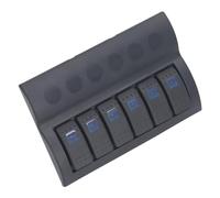 FTVOGUE Panneau D'interrupteur à Bascule Marin à 6 Gangs, Protection contre les Surcharges 12 V 24 V avec Voltmètre Numérique LED Bleue et Double Chargeur USB pour Bateau, Yacht,