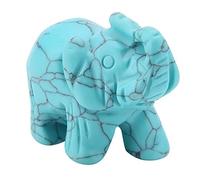 FTVOGUE Pierre Naturelle Éléphant Figurine Jade Sculpté Chanceux Éléphant Artware Maison Décoration Ameublement Article 1.5 Pouce (Turquoise)