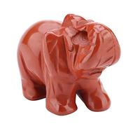 FTVOGUE Pierre Naturelle Éléphant Figurine Jade Sculpté Chanceux Éléphant Artware Maison Décoration Ameublement Article 1.5 Pouce (Pierre Rouge)