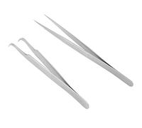 FTVOGUE Pincettes d'extension de Cils, en Acier Inoxydable, Pointe Droite et Coudée, Outils de Précision Antistatiques pour Application de Maquillage