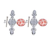 FTVOGUE Poignée d'armoire en Céramique, Boutons de Porte en Céramique Peints à la Main, Design Moderne pour Armoires et Tiroirs, Ensemble de 2 Pièces (1060D Dix mille ans Rouge-Grand)