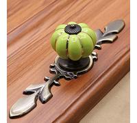 FTVOGUE Poignée d'Armoire en Céramique en Forme de Citrouille, Bouton de Meuble Unique Blanc Ivoire, Facile à Installer pour Tiroir et Armoire (1045A vert pomme)