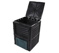 FTVOGUE Poubelle à Compost Poubelle à Compost en Plastique 300L Grande capacité avec Couvercle Supérieur à Charnière d'aération et Porte d'accès Inférieure pour Jardin Cuisine Maison Utilisation