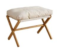 FTVOGUE Pouf Repose-Pieds Pliable, Petit Pouf D'appoint avec Coussin en Velours Doux à Motif Flocon de Neige, Repose-Pieds rembourré pour Salon, Chambre ou Bureau (Beige)
