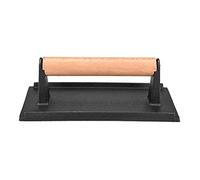 FTVOGUE Presse à Viande en Fonte avec Manche en Bois pour Cuire Le Steak de Hamburger au Bacon Plus Rapidement sans Boucler 8,1 Pouces