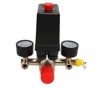 FTVOGUE Pressostat à Double Régulateur, Vanne de Commande Automatique à Double Jauge avec Construction ABS en Alliage de Zinc pour le Raccordement du Tuyau D'air du Compresseur D'air