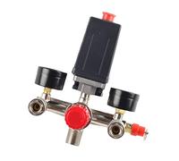 FTVOGUE Pressostat de Compresseur d'air avec Manomètre, Valve de Pression Durable, Contrôle de Pression 90-125 PSI pour Compresseurs d'air