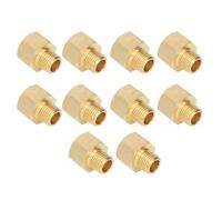 FTVOGUE Raccords de Tuyauterie en Laiton, 10 Adaptateurs NPT Mâle à Femelle de 3/8 Po à 1/4 Po, Connecteurs de Plomberie en Laiton Massif pour Pomme de Douche, Bec de Baignoire, Ligne de Plomberie