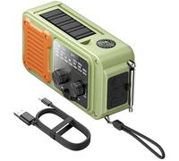 FTVOGUE Radio d'urgence, Alerte Météo NOAA, Manivelle Solaire AM FM à Ondes Courtes, Radio Portable avec Batterie Rechargeable, Chargeur USB, Lampe de Poche, Alarme SOS pour la Maison et