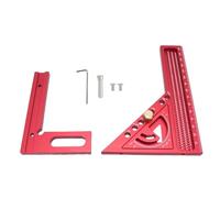 FTVOGUE Règle de Mesure Multi-angle 0-180 Degrés Réglable en Alliage D'aluminium Finition Anodisée Rapporteur Triangulaire à Onglet pour le Travail du Bois Tuyau de Bois carré (Rouge pur)