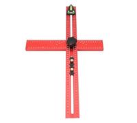 FTVOGUE Règle de Positionnement de Perçage, Règle Carrée en T en Alliage d'aluminium avec Bouton Réglable pour le Travail du Bois, Double échelle Métrique et Impériale, Gabarit de Matériel