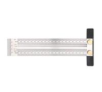FTVOGUE Règle en T en Acier Inoxydable, Règle en T pour le Travail du Bois de 200 Mm avec une Précision de 0,25 Mm, Outil de Ligne de Traçage pour le Marquage de la Menuiserie, Outil de Mesure de