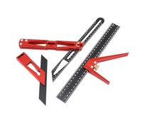 FTVOGUE Règle Pliante en Alliage d'aluminium, Règle de Traçage Multi-angle, Ensemble de 3 Pièces avec échelles Gravées, Outil de Support d'angle Réglable pour le Travail du Bois et la Construction