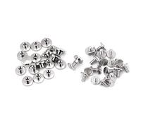 FTVOGUE Rivets à Tête Plate en Laiton, 20 Pièces, Argenté, 5mm/6.5mm/8mm, avec Vis pour Réparation de Cuir