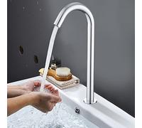 FTVOGUE Robinet à Capteur, Robinet D'eau à Induction Automatique à Filetage G1/2 Pouces avec Boîte de Commande et Barboteur Souple pour Salle de Bain, (Modèle haut alimenté par batterie)