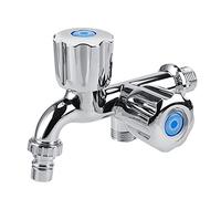 FTVOGUE Robinet à Double Sortie à Double Poignée en Plastique chromé pour Machine à Laver avec Connexion G1/2 pour évier de Cuisine, Salle de Bain, Jardin (Persienne G 1/2 bouche machine)