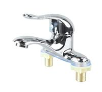FTVOGUE Robinet D'évier de Salle de Bains, Robinet de Salle de Bains à 2 Trous, Mitigeur D'eau Chaude et Froide à Poignée Unique avec Courbe D'arc en Alliage de Zinc Brillant