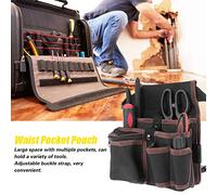 FTVOGUE Sac de Pockier de Taille électricien Multi-Fonctionnel, Support de Rangement Durable et de Stockage, Ceinture Réglable, Noir