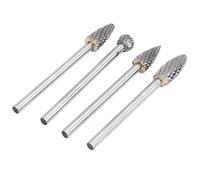 FTVOGUE Set de Fraises Rotatives, 4 Pièces, Tige de 6 Mm, Acier au | Mèches de meuleuse pour le travail des métaux, 4 profils de forme, acier inoxydable en fonte, rainure d\'ébavurage de moule