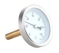 FTVOGUE Thermomètre à Cadran Horizontal de 63 Mm, Jauge de Température en Aluminium 0-120 °C avec Poche en Laiton Amovible pour Réservoirs de Mazout de Chauffage