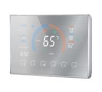 FTVOGUE Thermostat Intelligent BHP 8000L Écran Tactile Couleur LCD Programmable Certifié Energy Star avec Convertisseur de Fil C pour Pompes à Chaleur à Source d'air et à Source (Argent brossé)