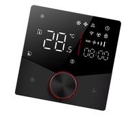 FTVOGUE Thermostat WiFi, écran Tactile Numérique, Contrôleur de Climatiseur Programmable à 2 Tubes, 24V DC, pour Un Usage Domestique Moderne (Black)