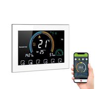 FTVOGUE Thermostat WiFi Intelligent écran Tactile LCD 4,8", Compatible Home, 6 Périodes Programmables 5+1+1 pour Chaudière Eau Gaz Chauffage, avec Affichage Indice UV humidité Fonction (Wi-FI T)