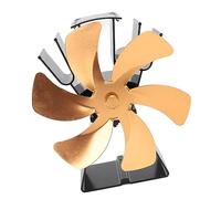 FTVOGUE Ventilateur de Poêle à Chaleur à 6 Pales, Alliage d'aluminium, Flux d'air Efficace pour Poêles à Bois, Idéal pour les Poêles à Bois et les Cheminées (GOLD)